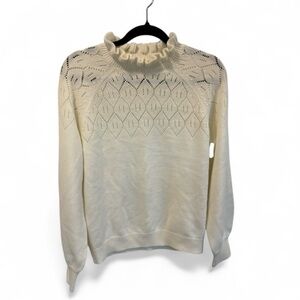Ricki's Cream Ruffle Neck Knit Wool Blend Sweater